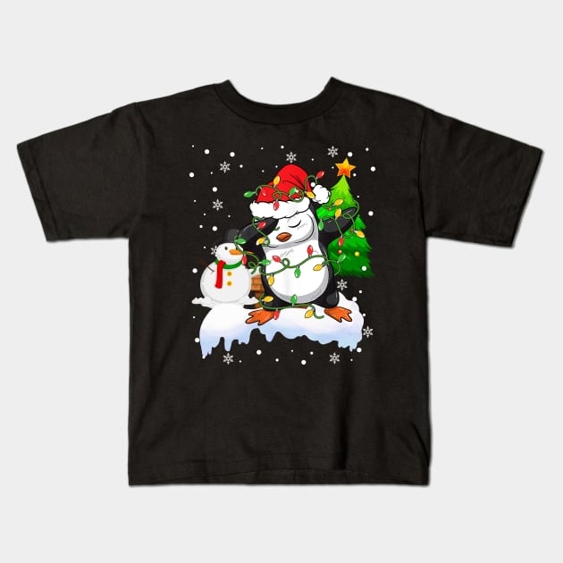 Santa Christmas Dabbing Through The Snow Dabbing Penguin Snowman Kids T-Shirt by springins